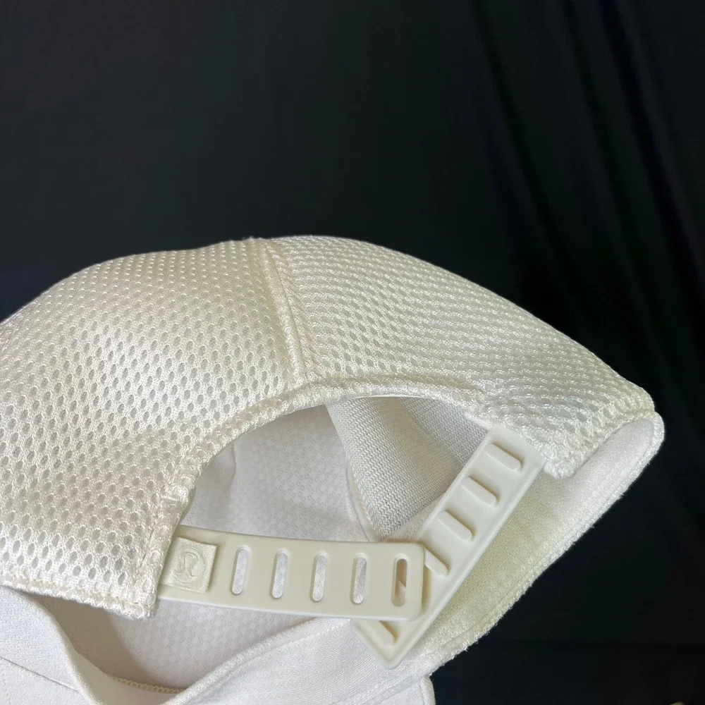 Lululemon Athletica L/XL White Mesh Back Trucker Hat Snapback Logo Cap